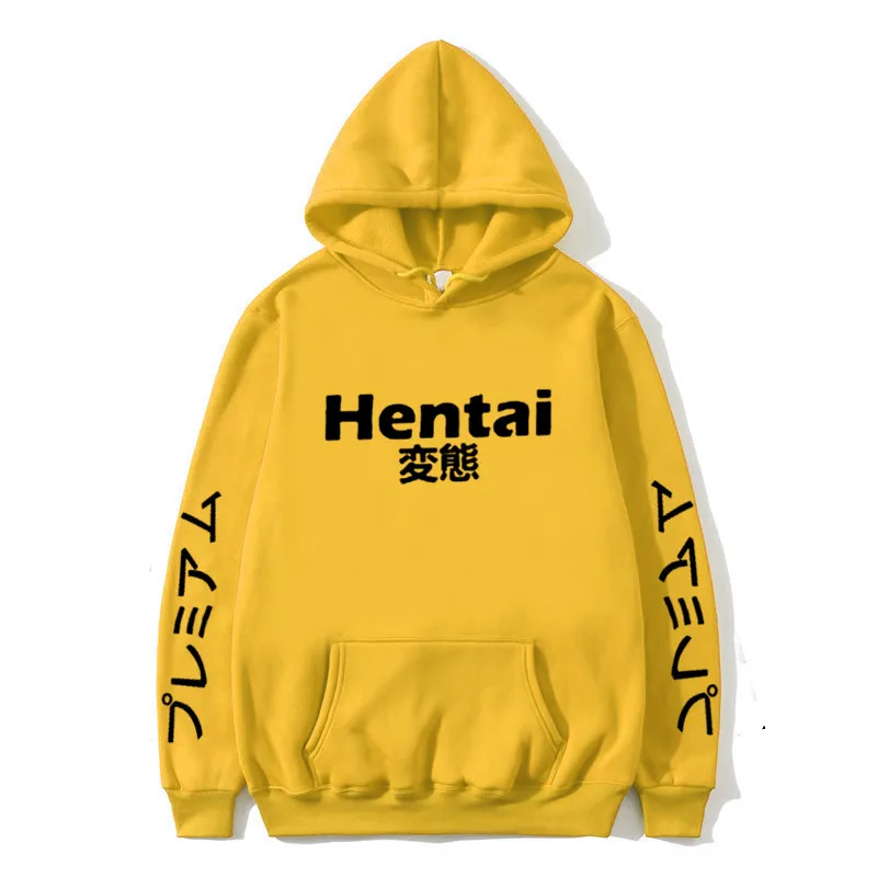 Off White уличная толстовка с капюшоном для косплея хип-хоп толстовка с капюшоном с надписью «Hentai» японская забавная Толстовка для мужчин и женщин пуловер - Цвет: A-yellow
