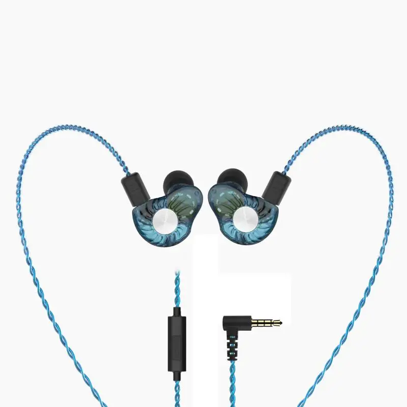 blue with mic Revonext RX8 1DD+ 1BA гибридные наушники HIFI DJ Monito спортивные наушники для бега ушные затычки наушники QT5 QT2c - Цвет: blue with mic
