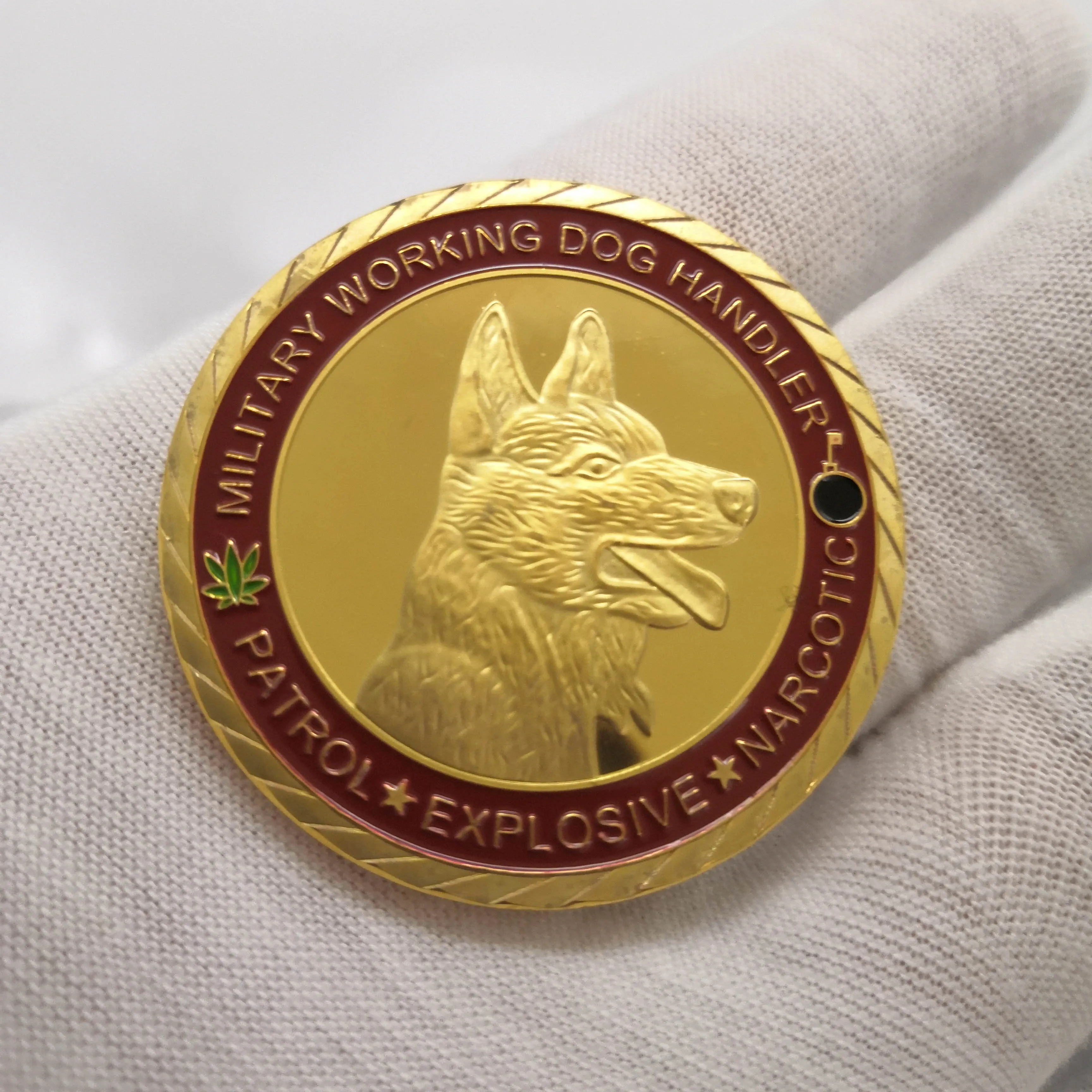 Рабочая Собака K9 обработчик военный вызов монета позолоченные монеты подарки