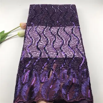 

African Lace Fabric 2019 High quality Sequins with Embroidery Nigerian Lace Fabric For Women French Mesh Lace Fabric