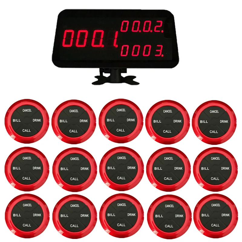 

Ycall Wireless Restaurant Waiter Calling System 1 Host Display Receiver 15 Table Bells Call Button Customer Service