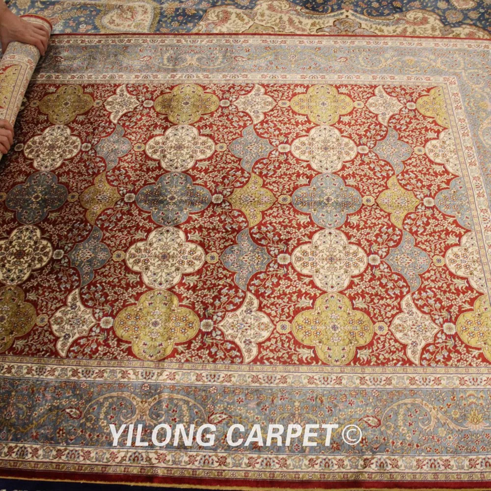 Yilong 4,5 'x6. 5' ручной Шелковый персидский ковровое покрытие Декор элегантный Шелковый коврик(ZQG144A4.5x6.5
