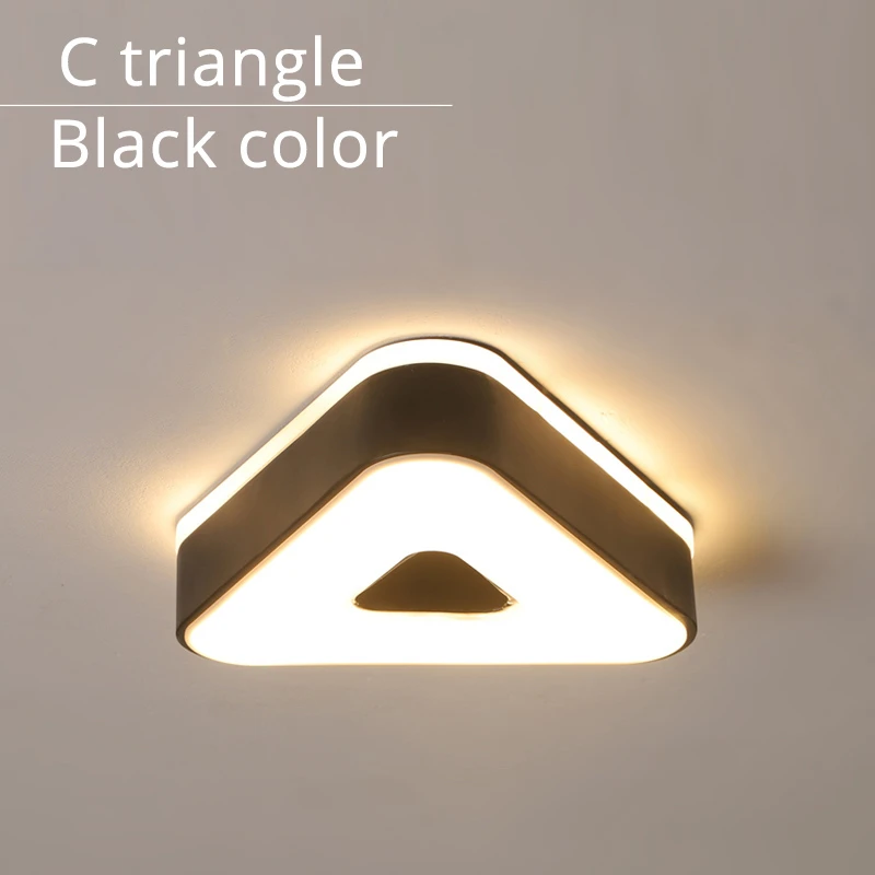 C triangle black Дизайн, светодиодный потолочный светильник, коридор, художественная галерея, украшение, передняя Балконная лампа, крыльцо, белый, черный, Lamparas De Techo Plafondlamp - Цвет корпуса: C triangle black
