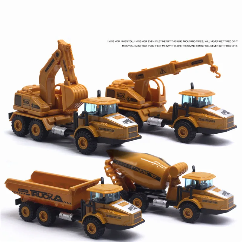 

1:64 Alloy Engineering Vehicle Model Car High Simulation Diecast Kid Crane Excavator Mixer Transporter Toy For Children Gift