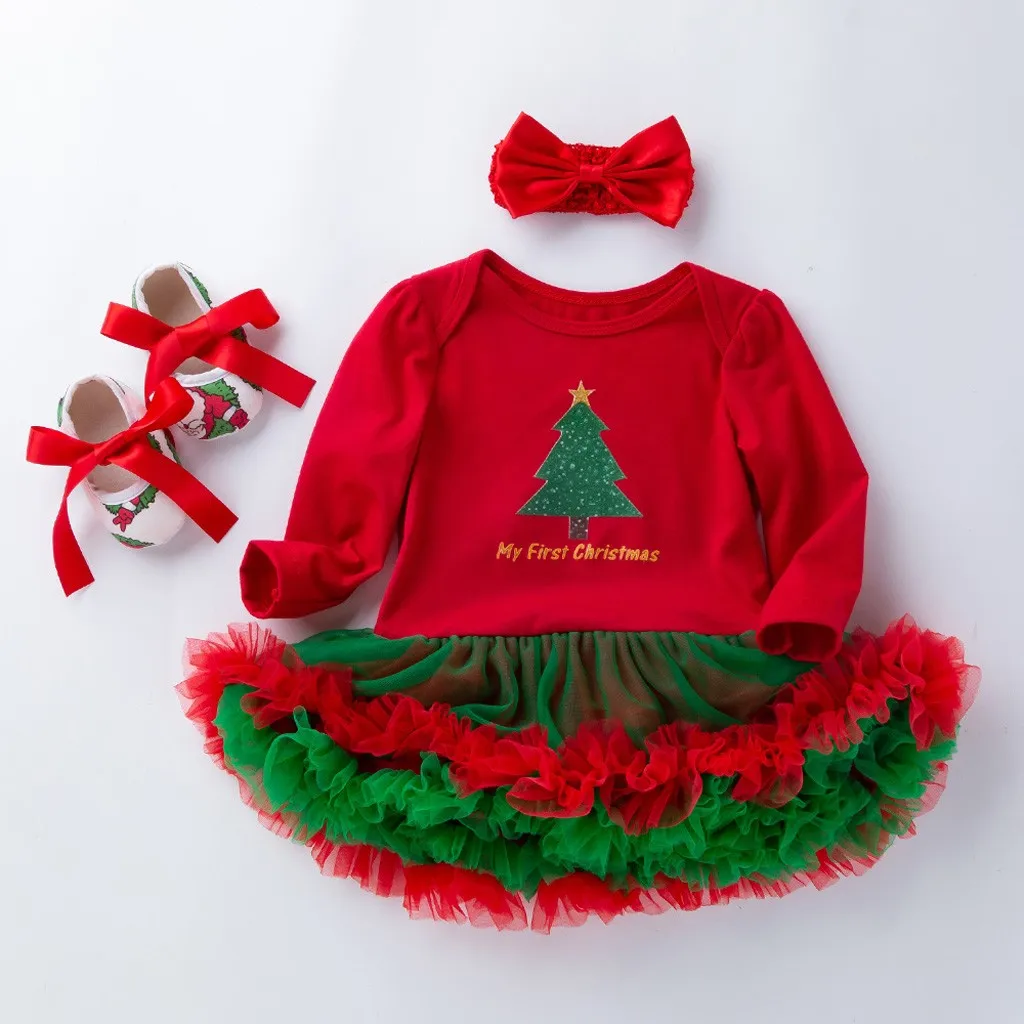 MY 1st/Рождественская Одежда для маленьких девочек; зимний комплект одежды; комбинезон; юбка; платье; повязка на голову; комплект из 3 предметов