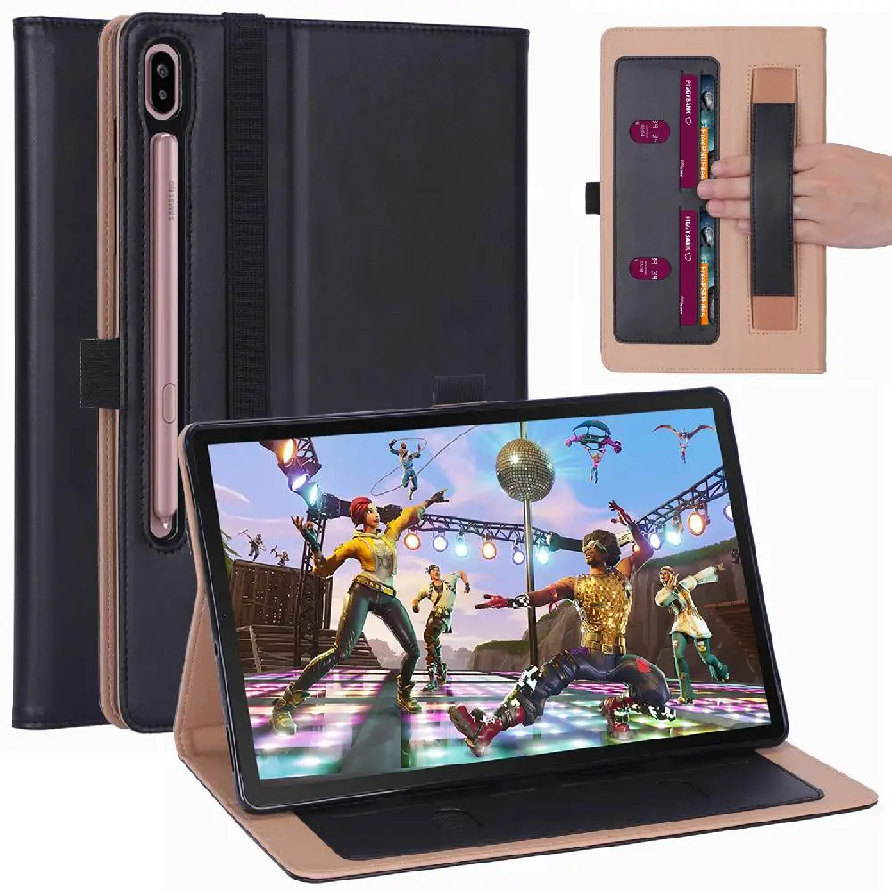 

For Samsung Tab S6 T860 Retro PU Leather Protective Cover Hand Support Tablet Case with Card Position Bracket Sleep Function