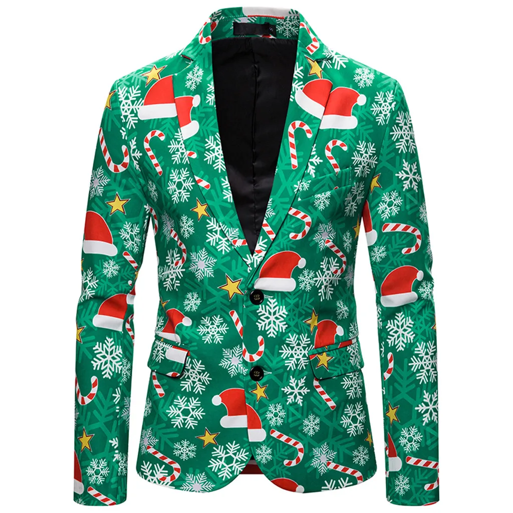 Модный хлопковый Блейзер, костюм, куртка, Мужская осенняя и зимняя новая мода, повседневный Рождественский Рисунок, костюм с длинными рукавами# g4