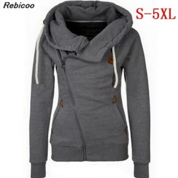 

2019 fashion new European personality ladies jacket hoodie sports suit side zipper hooded women's jacket large size S-5XL sports