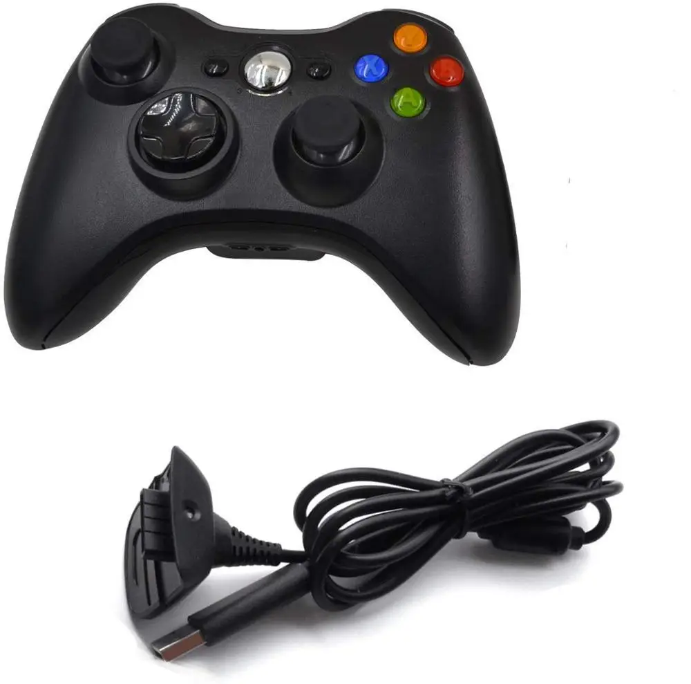 Беспроводной контроллер для xbox 360 (черный) аккумулятор и зарядный кабель |