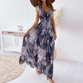 Women Summer Long Floral Print Sundress Wedding Maxi Dress » Weftkart