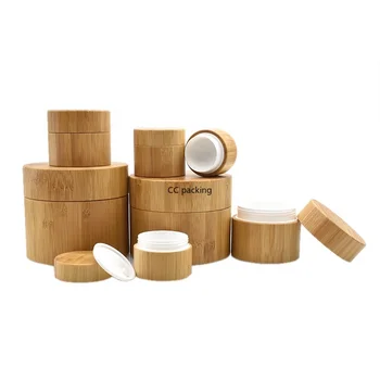 

50g Bamboo Cream Jar PP Plastic Container 10G 20G 30G 50G Empty Refillable Bottle Cosmetic Packaging Pot Bamboo Wooden Jar