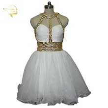 Коктейльное платье, дизайн, коктейльное платье с золотыми кристаллами, Короткие коктейльные платья, OCS692