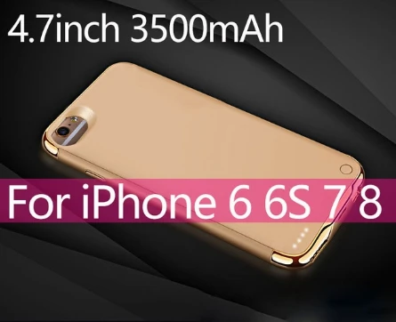 For i6 6s 7 8 Gold Goldfox высококачественное зарядное устройство чехол для iPhone 6 6s 7 8 power чехол для iPhone 6 6s 7 8 plus резервный чехол для телефона - Цвет: For i6 6s 7 8 Gold