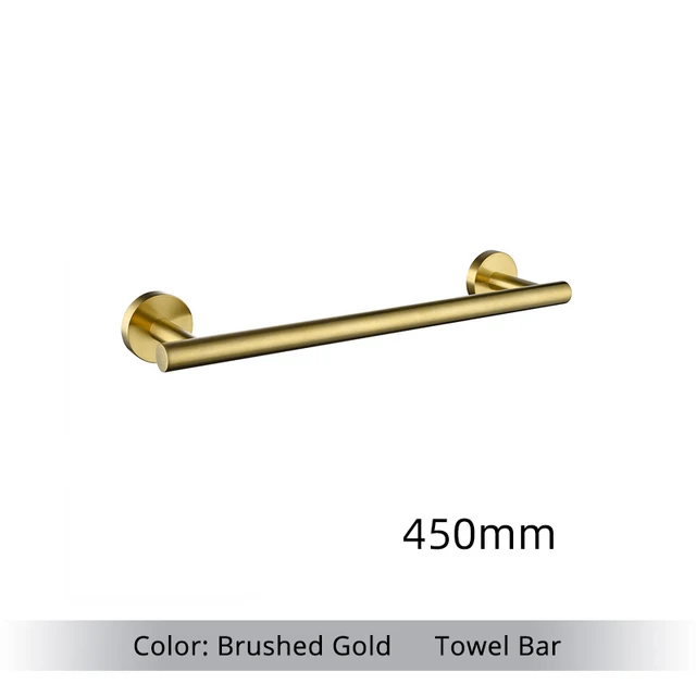 Brushed Gold Bathroom Accessories Set Hardware Kit Wall Mount Hand Towel Bar Rack Toilet Roll Paper Holder Robe Hook Hanger 6