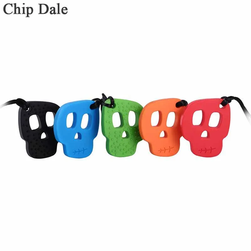 Chip Dale 1PC Skull Silicone Necklace Autistic Baby Silicone Teether