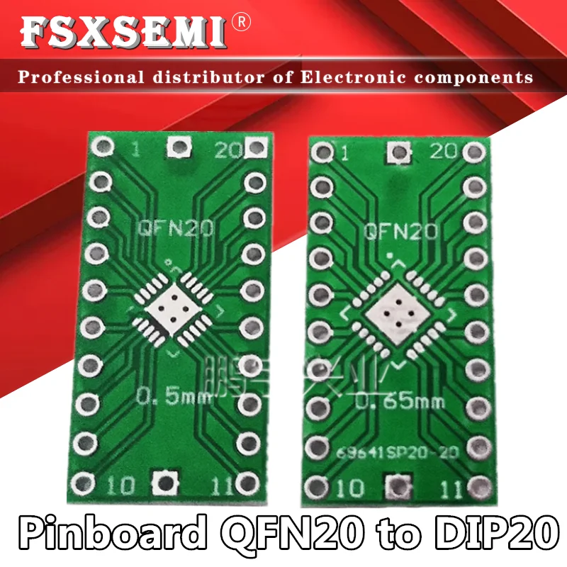 10 sztuk Pinboard QFN20 do DIP20 Adapter rozstaw pinów 0.5 0.65mm PCB płyta transferowa LFCSP20 do DIP płyta konwertera Pitch Adapter
