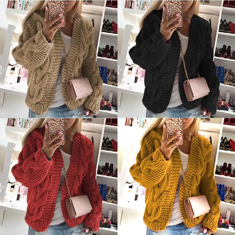 

Winter Jacket Women Sweaters 2020 Plus Size Knitted Fashion Sweater Black Cotton Cardigan Female Casual Korean Cardigan Sweater