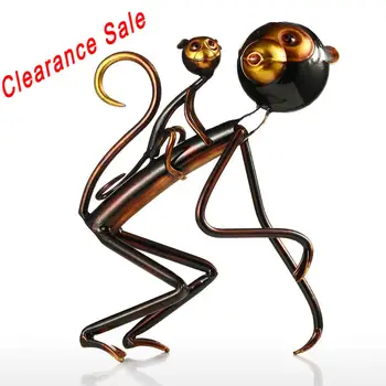 

Tooarts Metal Sculpture Iron Monkey Carry Baby Sculpture Abstract Design Modern Sculpture Home Table Decoration Favor Gift