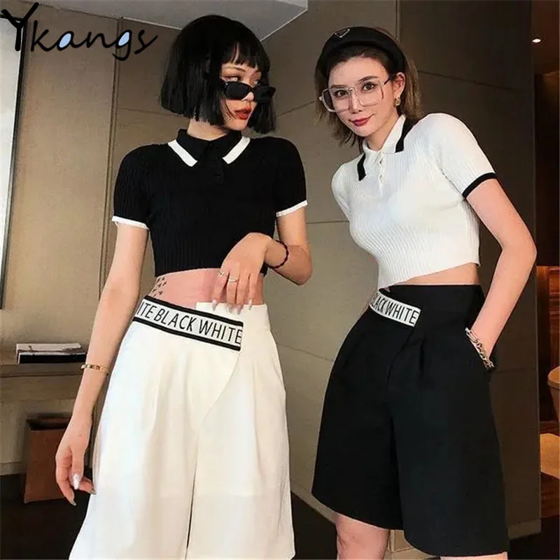 

Irregular Aesthetic Belt Loose Casual Summer Wide Leg Shorts Female Fashion High Waist Sport Korean Style Baggy Short Women 2021