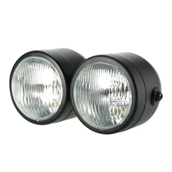 

Motorcycle Twin Headlight Black Side Mounted Front Lamp Headlight Round Twin Headlight Front Lamp Headlight Round