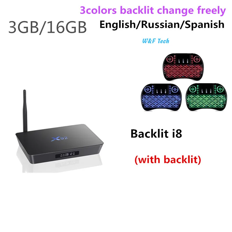 3G16G and Backlit i8 X92 2 ГБ/3 Гб 16 Гб/32 ГБ Android 7,1 tv Box Amlogic S912 Восьмиядерный KD16.1 2,4/5 ГГц Wifi 4K смарт медиаплеер телеприставка - Цвет: 3G16G and Backlit i8