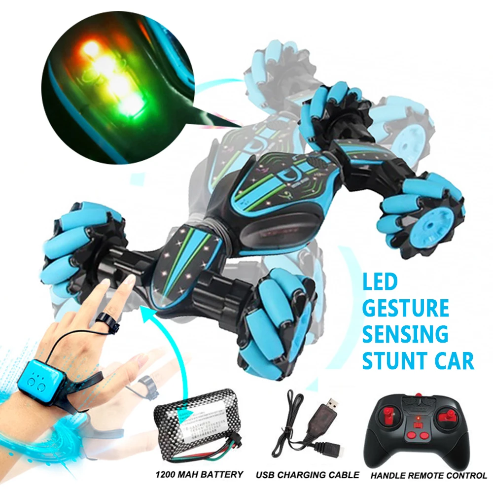 

RC Cars 2.4G children four-wheel drive remote control car gestures induction light music deformation climbing off-road vehicle