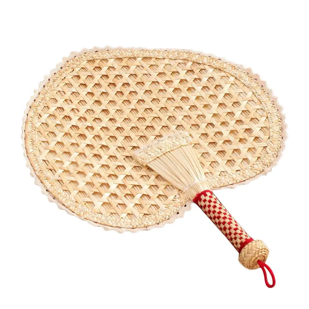 1 Pcs Pure Hand-Woven Wheat Straw Fan Old Man Summer Natural Hand Fan Environmentally Friendly Hand-Woven Fan Decoration Heart