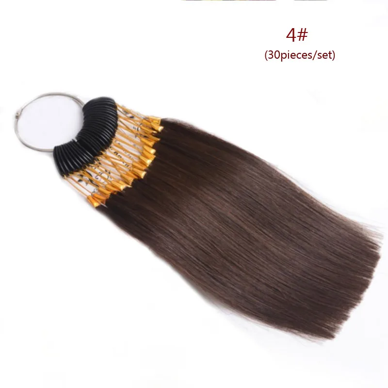 30Pcs/Set 100% Human Virgin Hair Color Ring for Human Hair Extensions and Salon Dyeing Sample, Can Be Dye Any Color