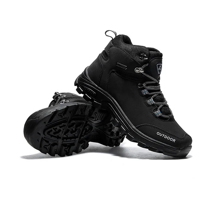 Men snow boots high top High Quality Warm with Fur Plush ankle Casual leather men winter shoes platform thick warm Plus size