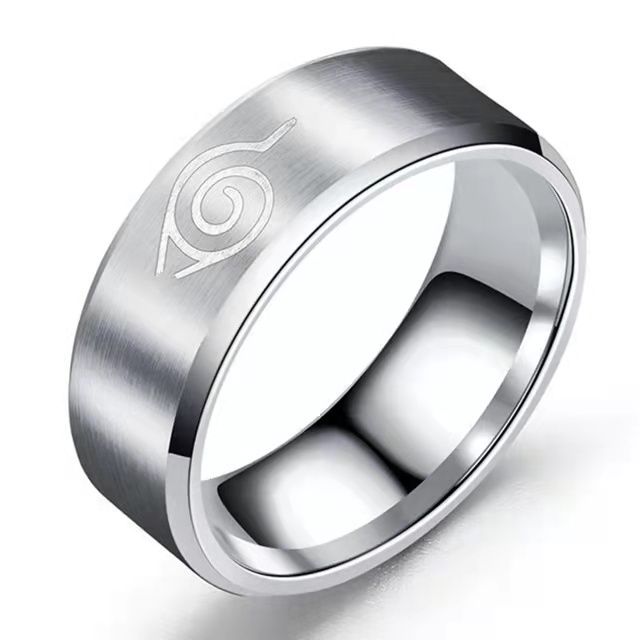 17 Models New Leaf Ring Konoha Uzumaki Symbal Logo Sign Sasuke Itachi Ninja Fashion Stainless Steel Anime Jewelry Cosplay