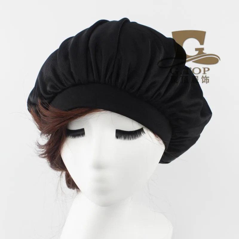 

Europe And America Popular Elastic Large Rims Hair Care Toque Chemotherapy Cap Wide Band Satin Bonnet