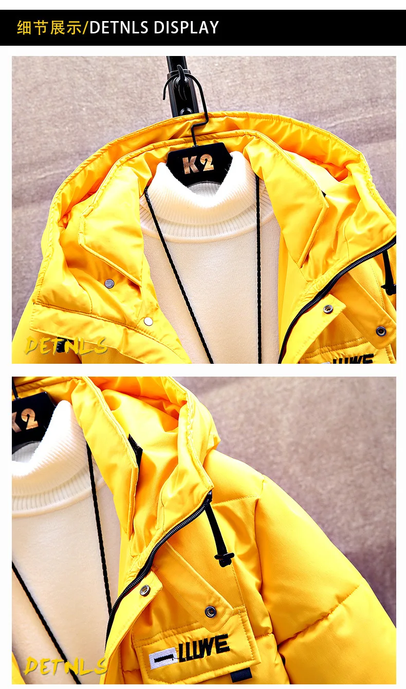Winter MEN'S Wear Long Sleeve Hooded Embroidery Workwear Thick Cotton yi inflooring Teenager Slim Fit Men Warm Cotton Coat