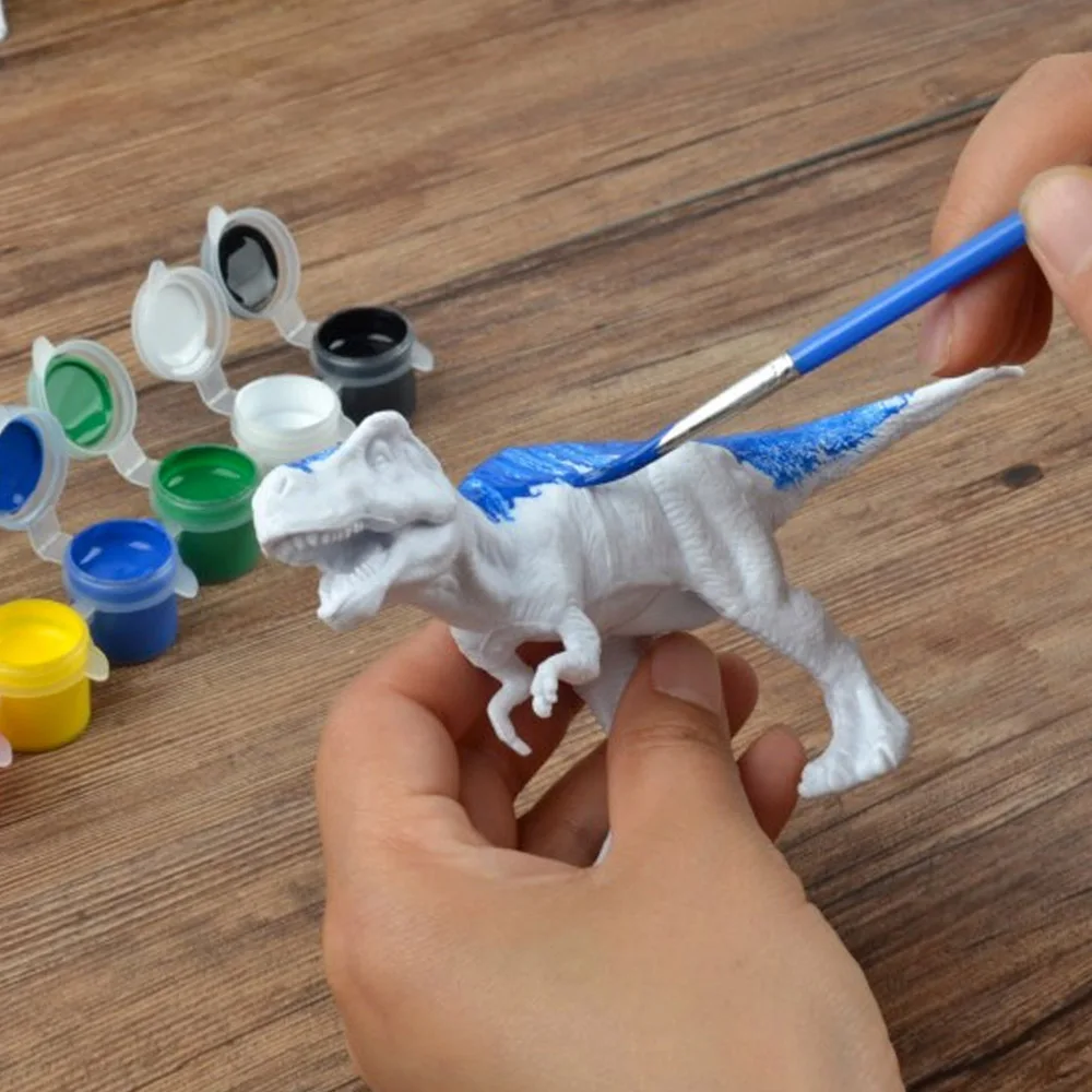DIY 3D краски динозавры фигурки граффити игрушки набор с 6 цветов краски и 1 шт. кисти для детей малышей