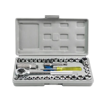 

40 Pcs Tools Practical Chrome Plated Carbon Steel Motorcycle Repair Durable Integral Forging Vehicle Mounted Toolbox Car Bicycle