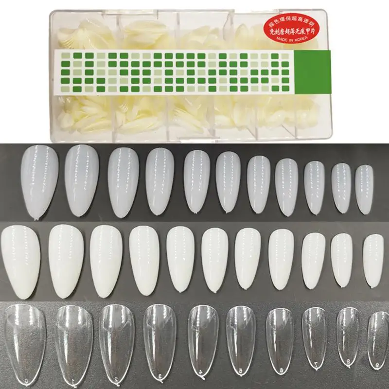 500PCS Transparent Beige White False Nail Tips Multi Sizes Full Cover Manicure Fake Polish Practice Salon Tools | Красота и здоровье