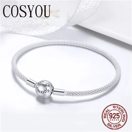 Beste COSYOU 2019 100% 925 Sterling Silver Love Forever Love Snake Ketting Armbanden Vrouwen Sterling Zilveren Sieraden 17CM 19CM SCB105