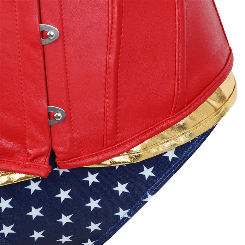 Faux Leather Corsets and Bustiers Steampunk Lace up Overbust Corselet with Shorts Sexy Halloween Cosplay Costume Plus Size S-6XL corset bustier top waist corset lace corset
