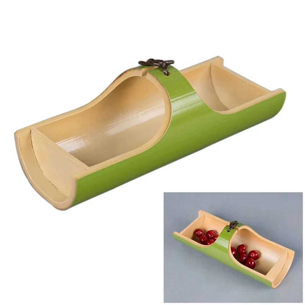 Home Food Container Natural Bamboo Sundries Holder Table Dessert Boat Shape Fruit Plate Garden Storage Basket Tray Decoration - Цвет: A