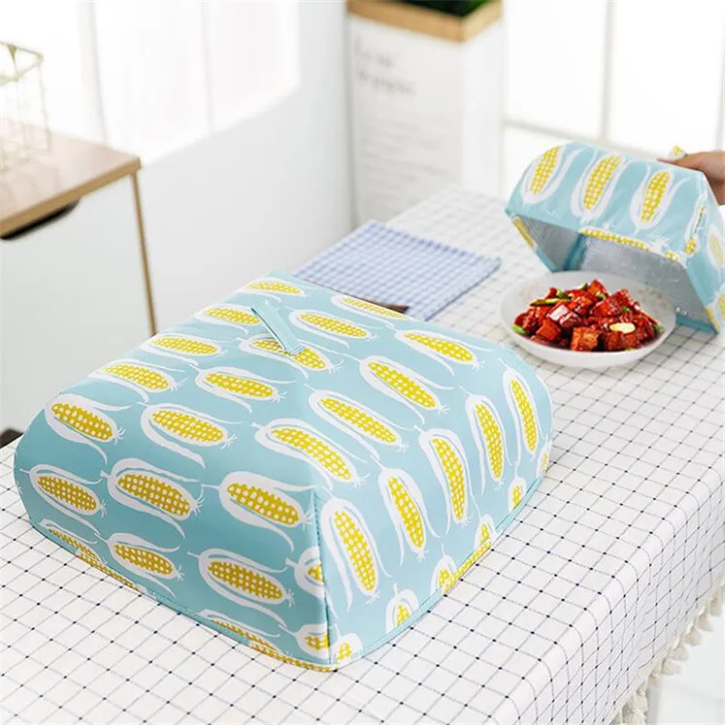 blue New Portable Folding Cover Lunch Bag Aluminum Foil Dining Table Covers Dust Prevention Fly Food Cover Kitchen Gadgets - Цвет: blue