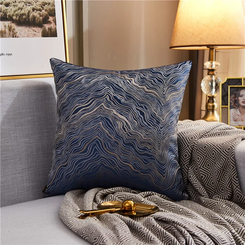 Gold Stamping Patchwork Cushion Covers Navy Blue Yellow Gray Throw Pillow  Cases for Living Room Bedroom Sofa Car - AliExpress