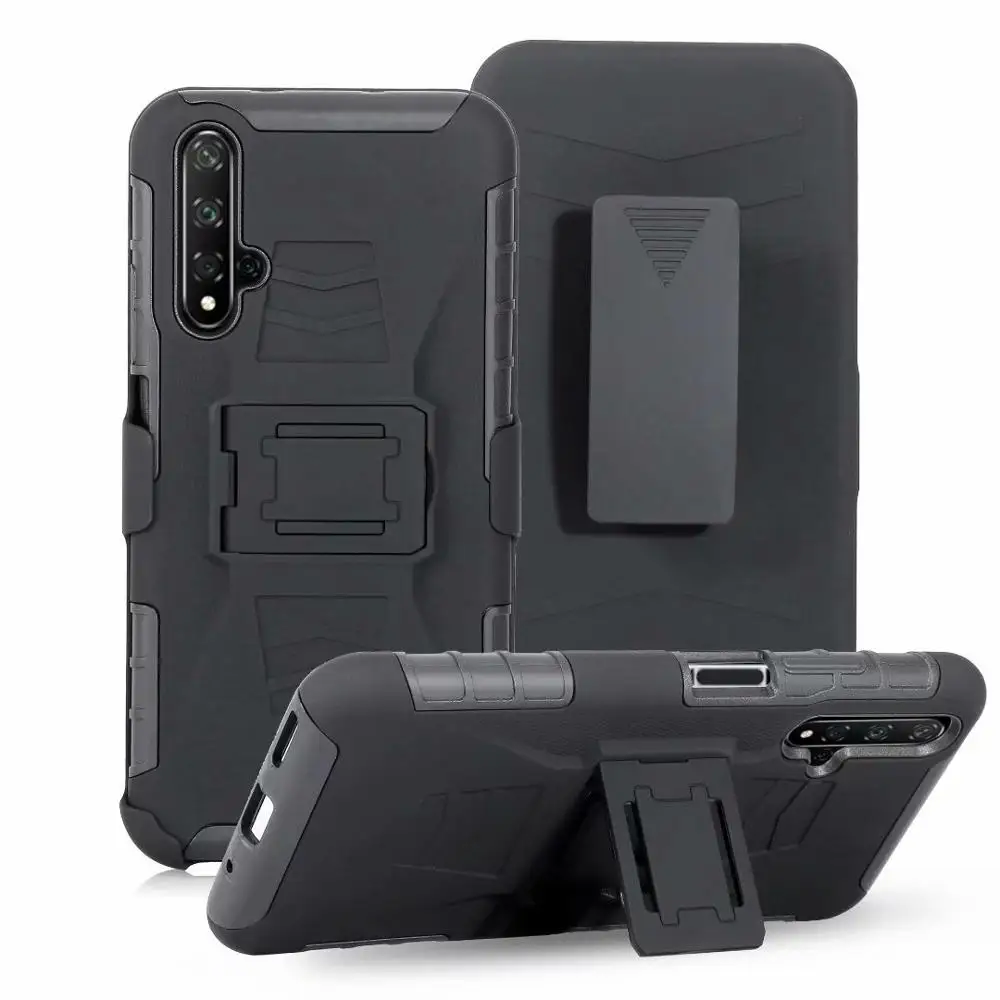 Shockproof Armor Stand Hybrid Heavy Duty Protective Case For Huawei Honor 20 Swivel Holster Belt Clip Cover Nova 5T |