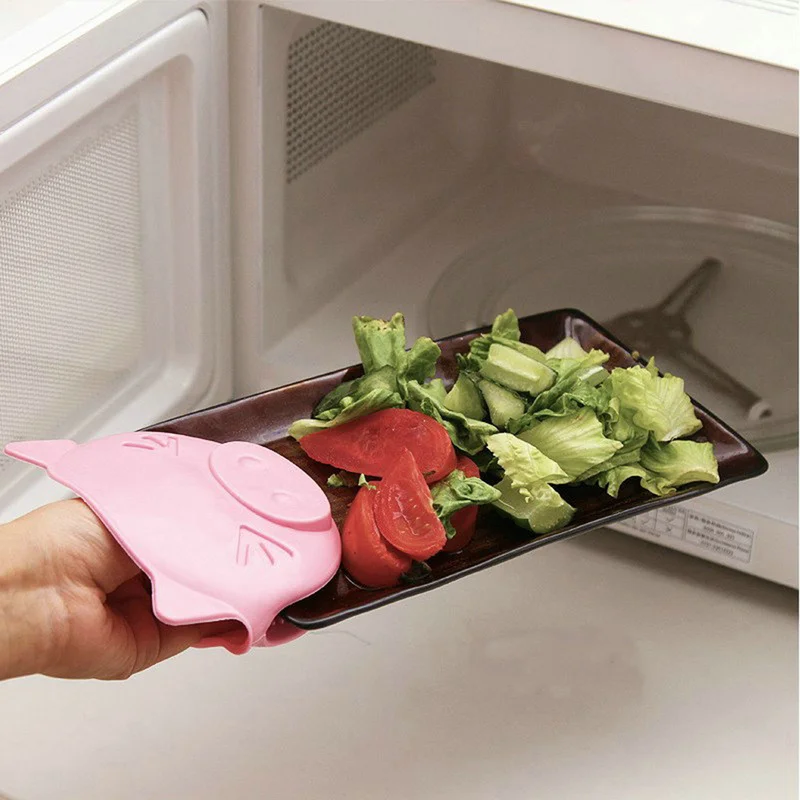1Pc Finger Protector Silicone Cooking Baking Oven Mitts Heat Resistant Gloves Clips Anti-slip Non Stick Pot Bowls Holders Clip