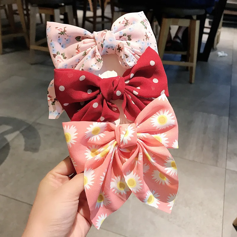 Girls New Oversized Bow Knot Hairgrips Linen Barrette Hair Clip Ponytail Women Elegant Headwear Hairpins Hair Red White Acessory hair ties for women