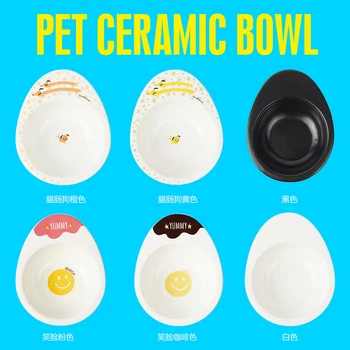 

Ceramic Pet Dog Bowl Cute Cat Dog Food Container Kitten Puppy Simple Bowls Pets Feeder 1PC Bowl Teddy Pets Supplies