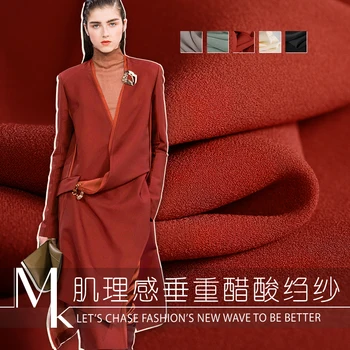 

140cm Customized Acetate Crepe Texture Drape Heavy Feeling Fabric for Coat Diy Sewing Free Shipping Autumn&Winter New Sale