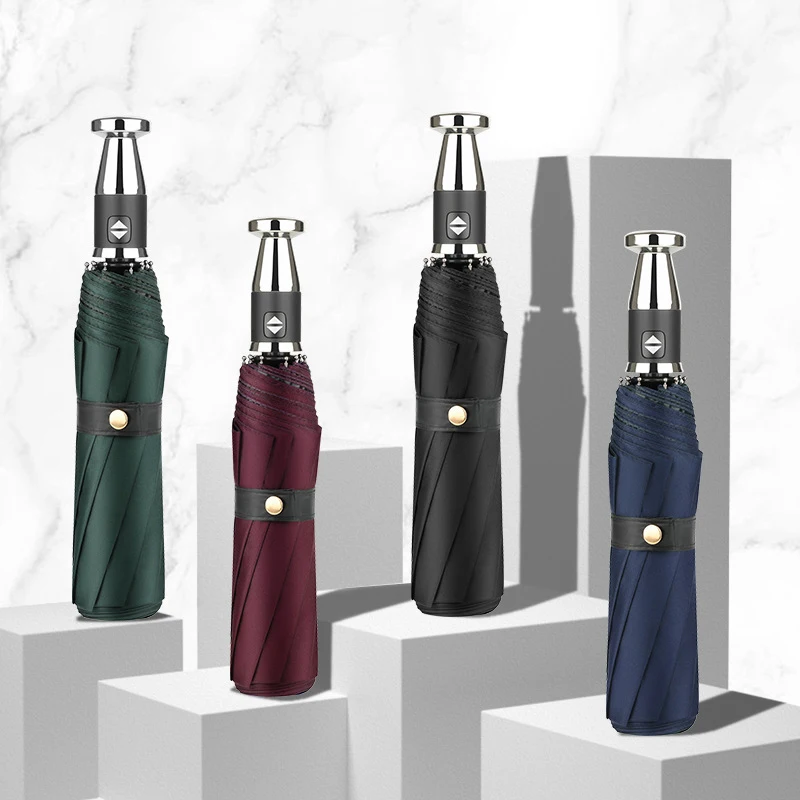 

Мужской автоматический зонт в деловом стиле, автоматический складной зонт для чрезвычайных ситуаций, с защитой от ветра, тройного сложения