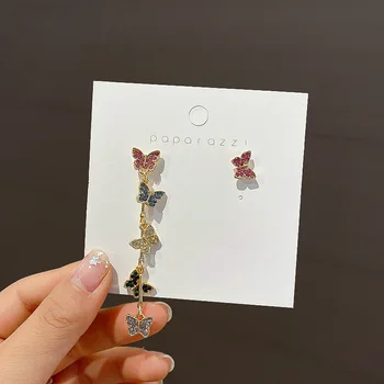 

New Simple Earrings Color Butterfly Asymmetric Tassel Earrings Ladies Earrings Long Earrings
