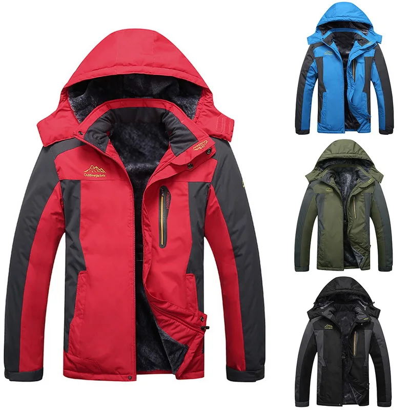 

Fleece Hiking Winter Jackets Men Warm Hooded Waterproof Climbing Jacket Plus Size 5xl Parka Windbreaker Jacket Coat