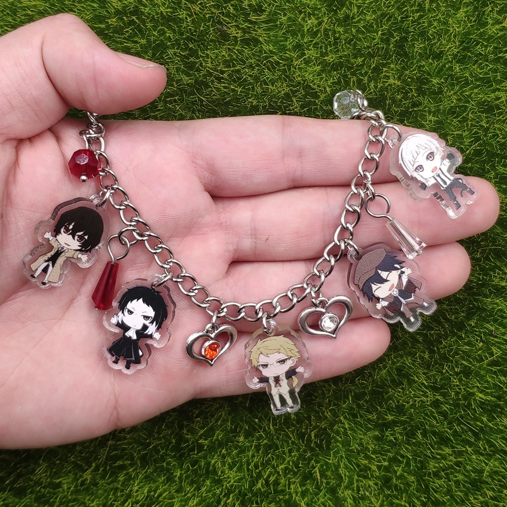 Hot Sale Original Acrylic Charm Black Clover Anime Chain Bracelet For Women  Student Girl Heart Pagoda Bead Lovers Jewelry Gift