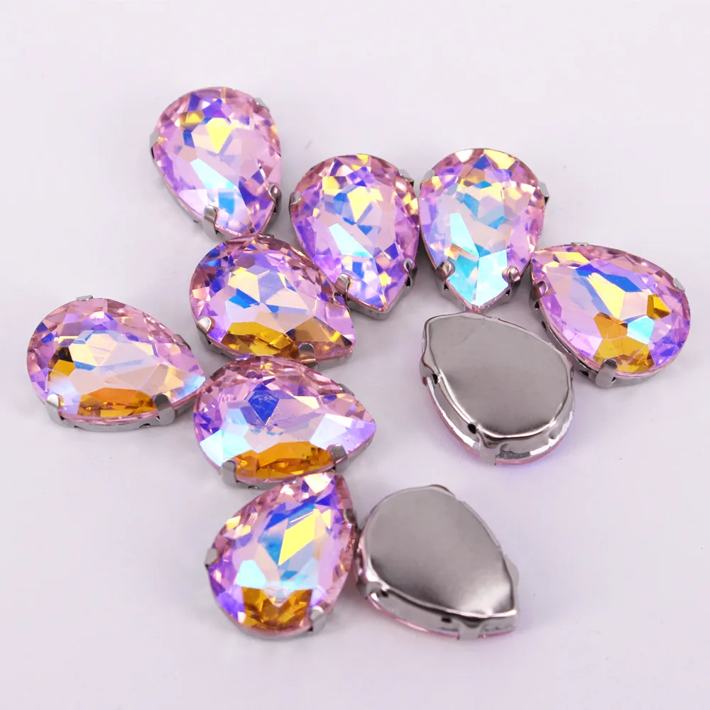 

13x18mm 10pcs Crystal Glass Teadrop Sew On Claw Rhinestone For DIY Sew On Rhinestonres With Silver Claw Drop Many Colors